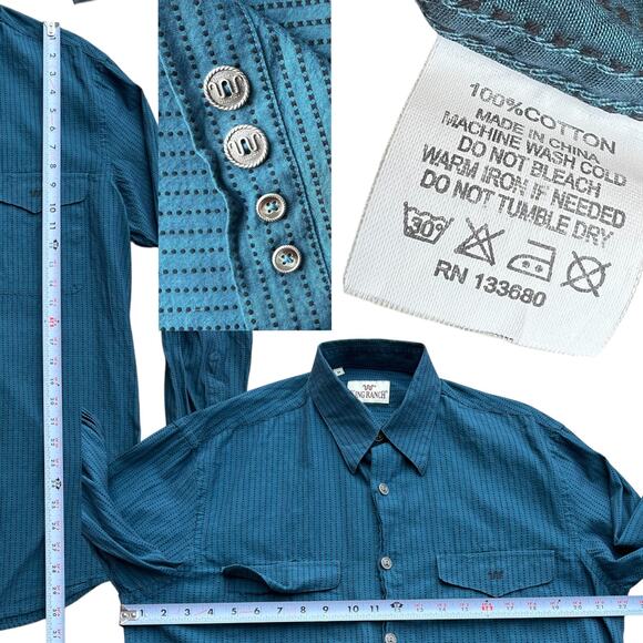 King Ranch Polka Dot Western Button-Up Shirt Men's Sz M - Picture 3 of 8